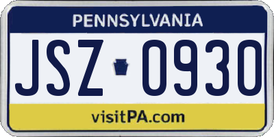 PA license plate JSZ0930