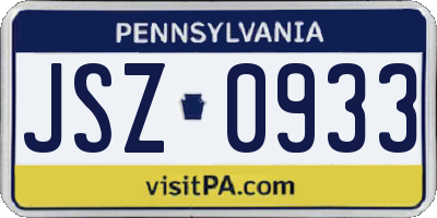 PA license plate JSZ0933