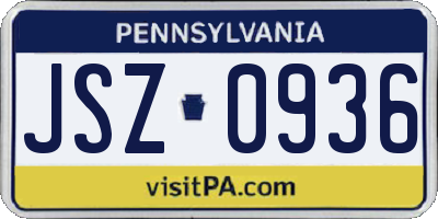 PA license plate JSZ0936