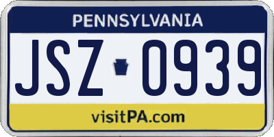 PA license plate JSZ0939