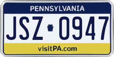 PA license plate JSZ0947