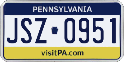 PA license plate JSZ0951