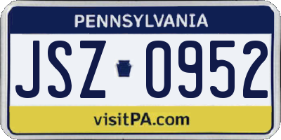 PA license plate JSZ0952