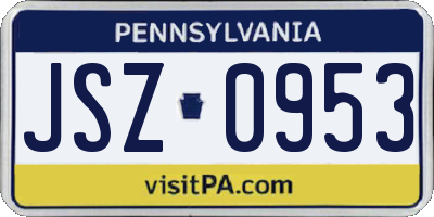 PA license plate JSZ0953