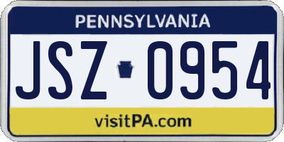 PA license plate JSZ0954