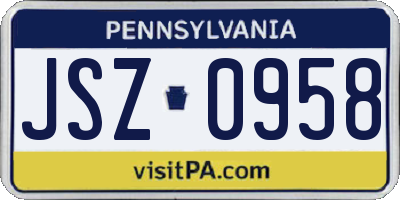 PA license plate JSZ0958