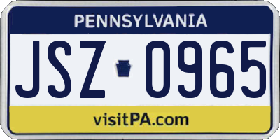 PA license plate JSZ0965