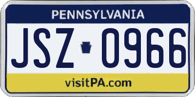 PA license plate JSZ0966