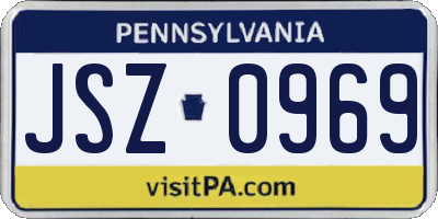PA license plate JSZ0969