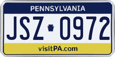 PA license plate JSZ0972