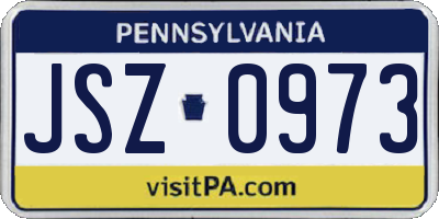 PA license plate JSZ0973