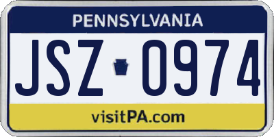 PA license plate JSZ0974