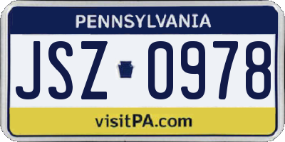 PA license plate JSZ0978