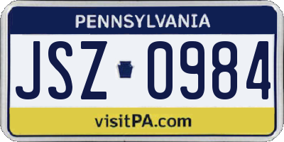 PA license plate JSZ0984
