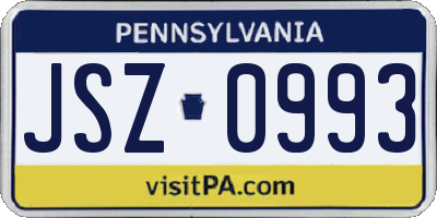 PA license plate JSZ0993