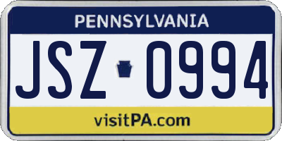 PA license plate JSZ0994