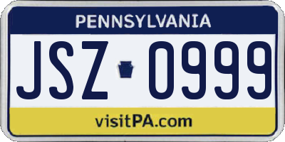 PA license plate JSZ0999