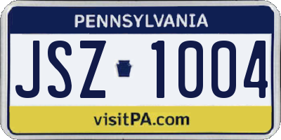 PA license plate JSZ1004