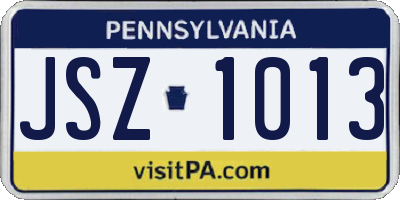 PA license plate JSZ1013