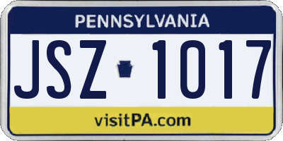 PA license plate JSZ1017