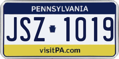 PA license plate JSZ1019