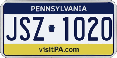 PA license plate JSZ1020