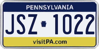 PA license plate JSZ1022