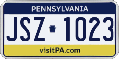 PA license plate JSZ1023