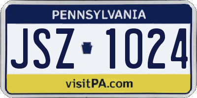 PA license plate JSZ1024