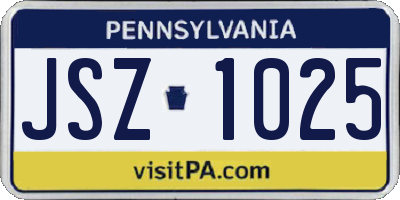 PA license plate JSZ1025