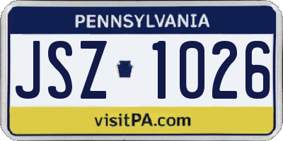 PA license plate JSZ1026