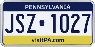 PA license plate JSZ1027