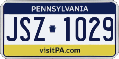 PA license plate JSZ1029