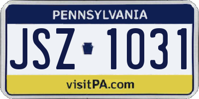 PA license plate JSZ1031