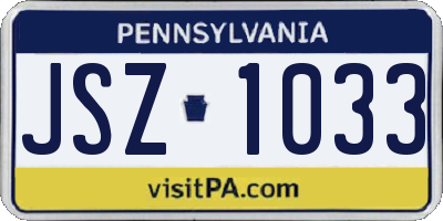 PA license plate JSZ1033