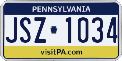 PA license plate JSZ1034