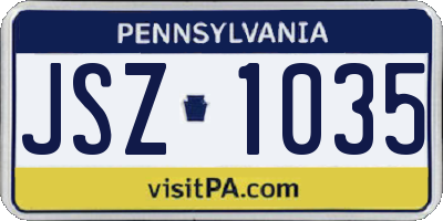 PA license plate JSZ1035