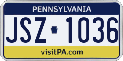 PA license plate JSZ1036