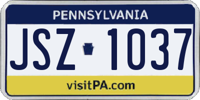 PA license plate JSZ1037
