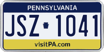 PA license plate JSZ1041