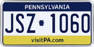 PA license plate JSZ1060