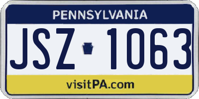 PA license plate JSZ1063