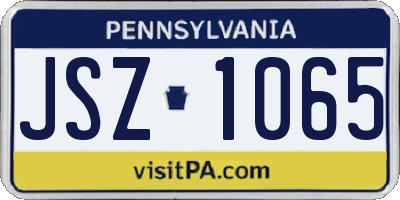 PA license plate JSZ1065
