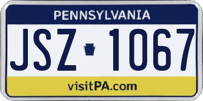 PA license plate JSZ1067