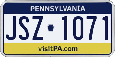 PA license plate JSZ1071