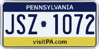 PA license plate JSZ1072