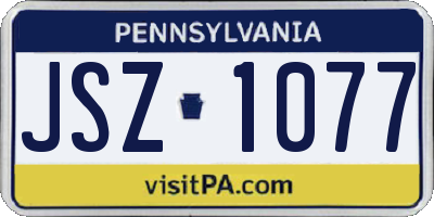 PA license plate JSZ1077