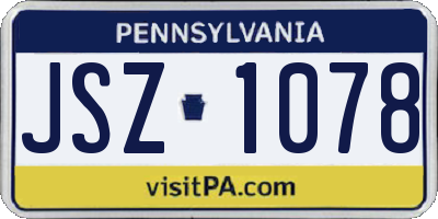 PA license plate JSZ1078