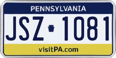 PA license plate JSZ1081