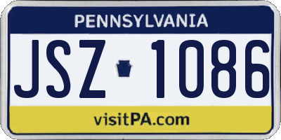 PA license plate JSZ1086
